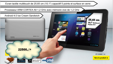 Tablet-PC 25,65 cm (10,1") Android 4.0, mini-HDMI, USB 2.0, 3G USB-Stick Ready;       22000 Rs.